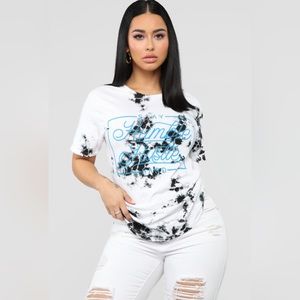 Stay Humble And Hustle Tunic Top - White/Blue